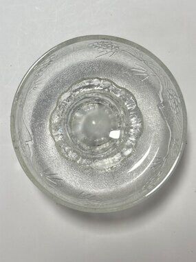 Clear Glass Bowl With Pinecone Embossed Design Pedestal Base Decorative